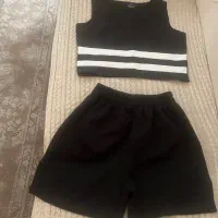 ست شلوارک و تاپ مشکی سفید