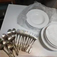 بشقاب  پیشدستی تعدادی و قاشق وچنگال