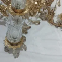 لوستر برنجی ۵شعله دوبل|لوستر و چراغ آویز|بیرجند, |دیوار