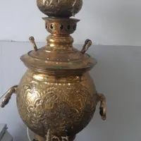 سماور برنجی قلم کاری با قوری