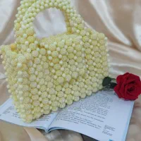 کیف دستساز مرواریدی تمشکی|کیف، کفش، کمربند|کنگاور, |دیوار