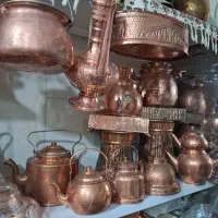 کتری وقوری شیردار وساده مسی دست ساز چکشی