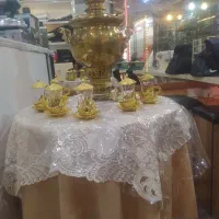 سماور زغالی شیش لیتری با سرویس کامل با میز تخته|سماور، چایساز، قهوهساز|مرند, |دیوار