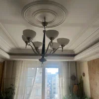 یه جفت لوستر ۶ شعله فلز و چوب در حد نو