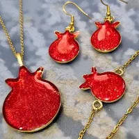 گردنبند ، ست کامل ، انگشتر طرح یلدا و انار|بدلیجات|کرمان, |دیوار