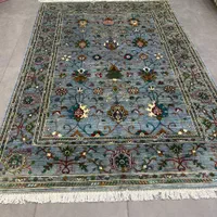 فرش دستباف بساک نقشه مدرن رنگ طوسی سبز|فرش|مشکین‌دشت, |دیوار