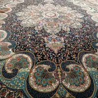 فرش 9متری جفت درحد نو تمام نخ سرمه ای