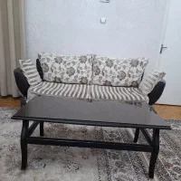 مبل راحتی ۱۰ نفره چرم و چوب و پارچه|مبلمان خانگی و میز عسلی|تهران, سردارجنگل|دیوار