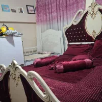 تخت خواب چوبی تاج دار و رو تختی مخمل ایتالیایی|تخت و سرویس خواب|تهران, قیام|دیوار