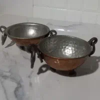 کاسه مسی قندان مسی پایه دار گوشواره دار مس قدیمی