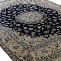 فرش دستباف ۳/۵ متری نایین اصل ۶لا گل ابریشم آکبند|فرش|تهران, حکمت|دیوار