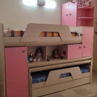 تخت دو طبقه کمجا چوب مدل آوا