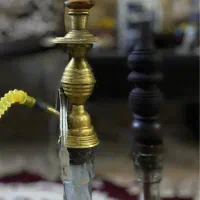 قلیان برنجی و چوب سرخ