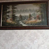 تابلو رنگ روغن روی چرم گاو طبیعی