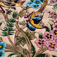 تابلو فرش کرک و ابریشم طرح گل وبلبل|تابلو فرش|گلپایگان, |دیوار