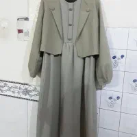 مانتو دو تیکه جنس دار مشکی و سبز