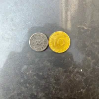 سکه ۱۰ پنی سال ۱۳۴۹ و ۲۵ پیسه افغانستان سال ۱۳۶۴