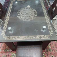 میز غذاخوری 4 نفر چوبی شیشه ای