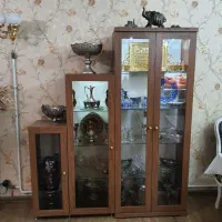 ویترین ام دی اف با طبقه شیشه ای