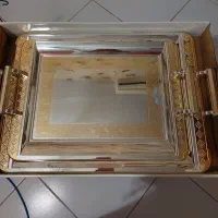 سینی براق دور طلایی دسته دار