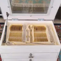 قاشق چنگال۲۴ نفره۱۴۳پارچه نیکولمن آلمان طلایی اصل|ظروف سرو و پذیرایی|شیراز, شهرک گلستان|دیوار