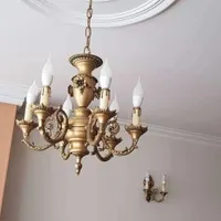 لوستر برنجی به همراه دیوارکوب|لوستر و چراغ آویز|تهران, اکباتان|دیوار