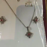 نیم ست و پلاک زنجیر فیروزهدستبند  نقره