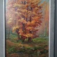 تابلو نقاشی رنگ روغن پاییزی، روی بوم ، ۹۵×۷۵،فوری