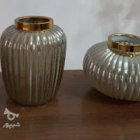 گلدان شیشه ای لب برنجی