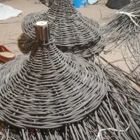 لوستر حصیری چوبی سبد چوبی اباژور|لوستر و چراغ آویز|نجف‌آباد, شیخ بهایی جنوبی|دیوار