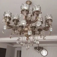 یک عدد لوستر برنزی ۱۵ شعله|لوستر و چراغ آویز|تبریز, |دیوار