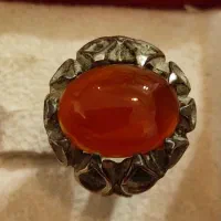 انگشتر نقره عقیق یمنی و آمیتیس