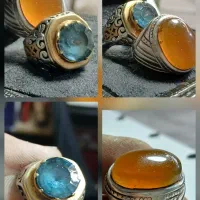 انگشتر نقره عقیق و توپاز ضمانتی‌گرمی ۳۵۰