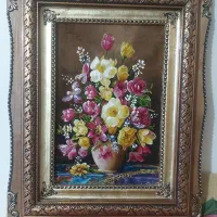 تابلو گل لاتزیو کد 12 دستبافت و ابریشم دار|تابلو فرش|تبریز, |دیوار