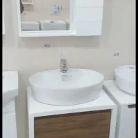 حراج روشویی کابینتی با سنگ نو تاب در حد نو