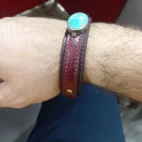 دستبند چرمی با نگین فیروزه|جواهرات|گنبد کاووس, |دیوار