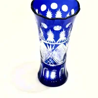 گلدان کریستال آنتیک دو پوست بوهمیا چک کبالت|صنایع دستی و سایر لوازم تزئینی|تهران, سهروردی|دیوار