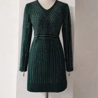 لباس مجلسی خاص سبز نگین دار قیمت استثنایی