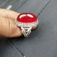انگشتر نقره عقیق آبدار خونی