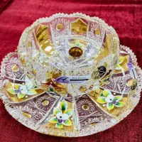 ظروف کریستال شکلات آجیل میوه خوری سبد طلاکوب چک|ظروف سرو و پذیرایی|تبریز, |دیوار