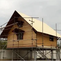 اجرای پرگولا. نما چوبی. لمبه.