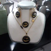 سرویس گردنبند با کریستال های زیبا با روکش طلا