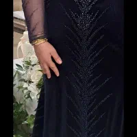 پیراهن مجلسی سورمه ایی  مخمل برند