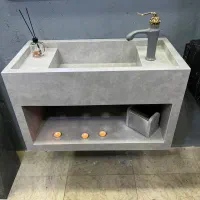 روشویی طوسی شلف دار