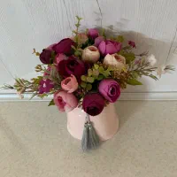 گل همراه با گلدان سرامیکی|گل مصنوعی|گرمسار, |دیوار