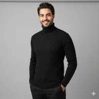 پلیور بافت یقه اسکی مدل Ersan رنگ مشکی