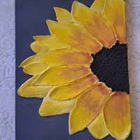 تابلوی رنگ روغن برجسته آفتابگردان|تابلو، نقاشی، عکس|تهران, سازمان برنامه جنوبی|دیوار