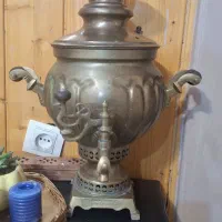 سماور زغالی روسی برنجی قدیمی سالم و آنتیک