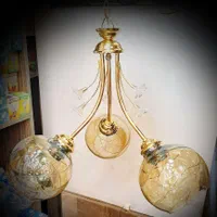 آویز لوستر سه شعله طلایی تیله ای حباب ۱۴|لوستر و چراغ آویز|تهران, جمهوری|دیوار