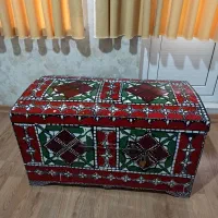 صندوق عتیقه چوبی رویه فلز  سالم
